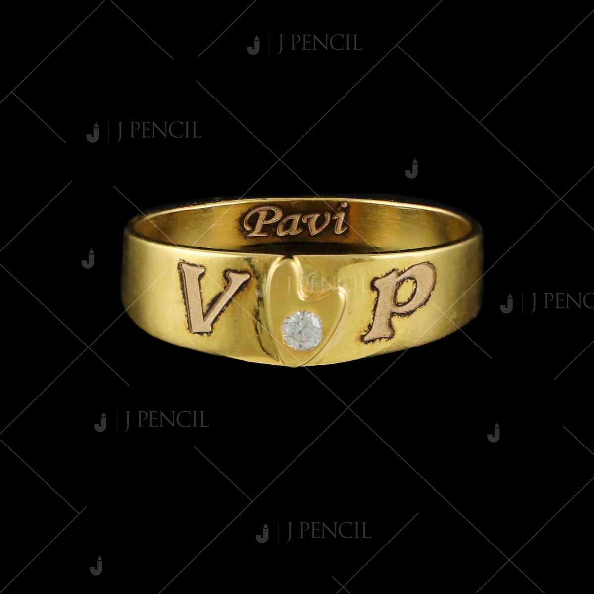 Glided Embrace Name Engraved Gold Couple Rings