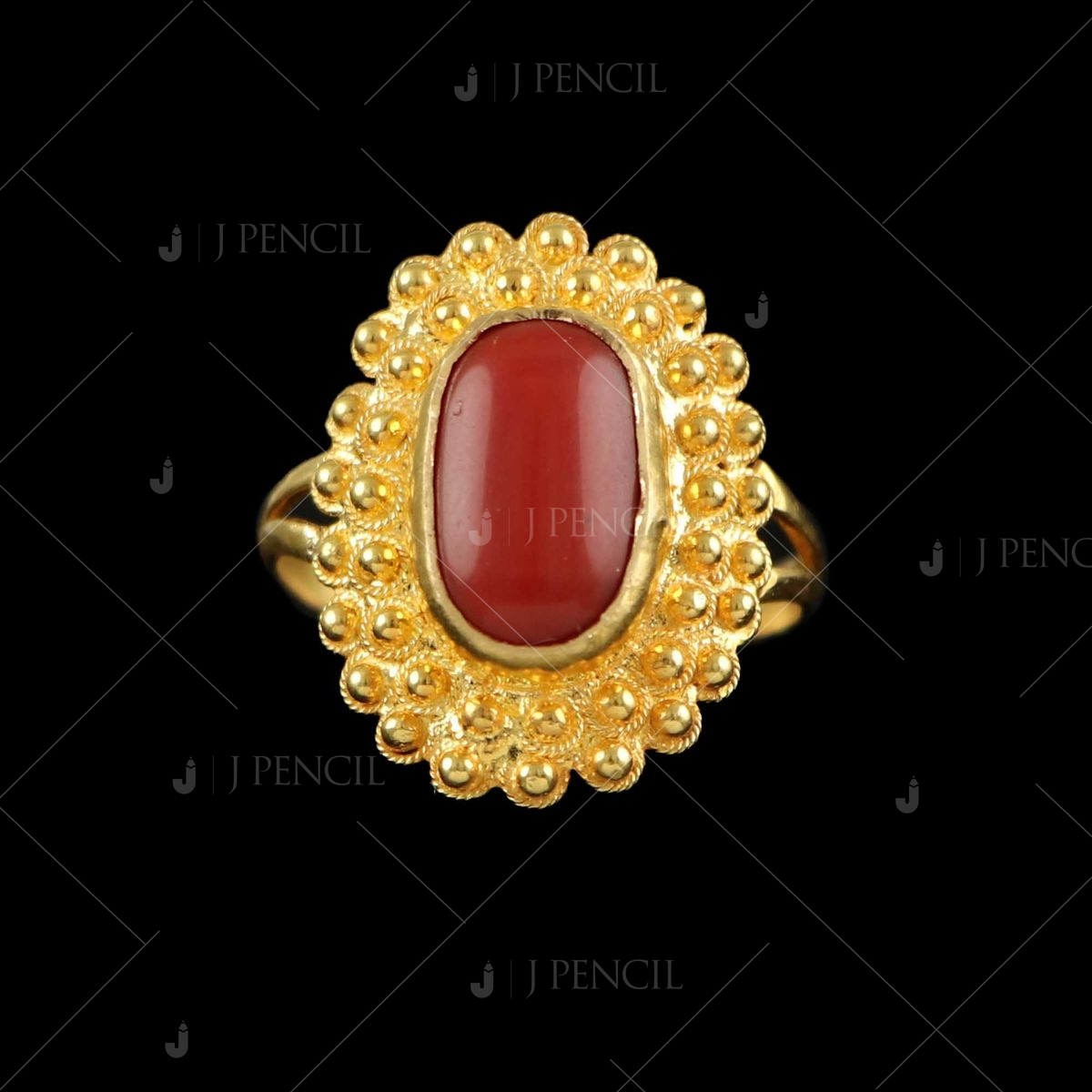 Coral Ring Heart Shaped in Gold - Eredi Jovon Venice